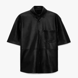 Chemises pour hommes en cuir véritable, personnalisables, pour vêtements décontractés, sports de plein air, mode hiver, avec logo personnalisé, faible MOQ - Product Image 6