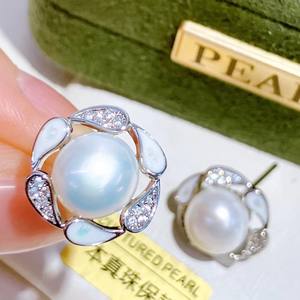 Big Windmill Freshwater <b>Pearl</b> <b>Earrings</b> Mantou Beads Flat Round Jewelry Elegant and Dainty Statement Accessory - Product Image 4