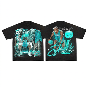 T-shirt de basketball Thunder pour homme, noir, manches courtes, imprimé, style streetwear, jersey en coton épais, col rond, coupe décontractée - Product Image 6