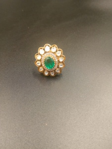 Star Shape Silver Cocktail <b>Ring</b> Green Doublet Emerald Cut Stone 24K Gold Plated Women's Classic Wedding <b>Adjustable</b> <b>Ring</b> - Product Image 6