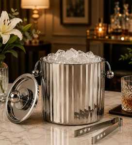 Cubo para hielo de acero inoxidable martillado con base de pedestal de WONDER OVERSEAS - Product Image 6