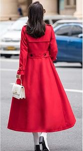 Manteau long en laine mélangée pour femme, double boutonnage, revers, coupe longue, manteau d'hiver, sur mesure OEM - Product Image 3
