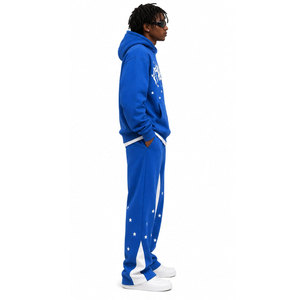 Conjunto de Chándal con Capucha y Estampado de Llamas Góticas Azules, Sudadera y Pantalones Largos, Ropa Urbana Unisex para Adultos, Otoño, Algodón, Corte Holgado - Product Image 3
