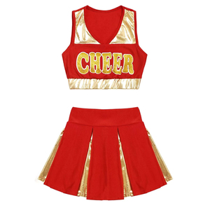 <b>Black</b> Color Blocked Cheerleading Uniform Set With <b>White</b> <b>Stripes</b> Sleeveless Crop Top And Pleated Skirt For Adults - Product Image 5