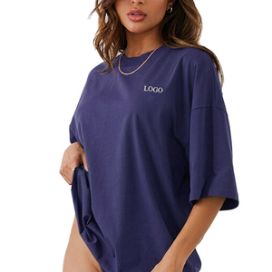 T-shirt oversize à col roulé pour femme, doublure en tissu éponge, épaules tombantes, couleur unie, logo lettre sur le devant, en Spandex/Coton, avec pompon, pour l'automne - Product Image 3
