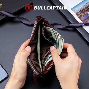 BULLCAPTAIN <b>Men</b> Genuine LeatherWallet Vintage Cowhide Leather Bifold Purse Custom Logo <b>RFID</b> Blocking <b>Wallet</b> Card Holder - Product Image 4