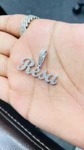 Colgante Personalizado con Nombre en Letra Cursiva, con Moissanita VVS, Estilo Hip Hop, en Plata de Ley 925, Joyería Fina - Product Image 5