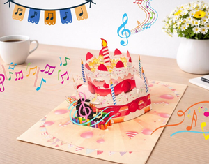 Carte de vœux pop-up pour anniversaire avec chat noir et notes de musique, design 3D, impression numérique, pelliculage brillant - Product Image 4