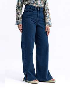 Jean taille haute respirant personnalisé pour femme, coupe décontractée à jambe large avec poches, style streetwear chic - Product Image 3
