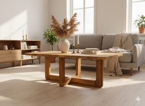 Table à manger Kiya, table basse moderne en teck massif, finition naturelle, meubles de salon pour le marché d'exportation - Product Image 5