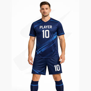 โรงงาน OEM รับผลิตชุดฟุตบอล เสื้อฟุตบอล ผ้าโพลีเอสเตอร์ตาข่าย 100% สำหรับทีมกีฬาและสโมสร ขายส่ง - Product Image 1