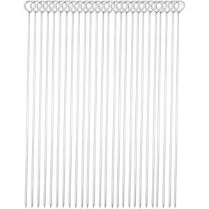 30 Pack 12-Inch Stainless Steel <b>BBQ</b> Kabob Skewers Shish Kebab Skewers Accessory Long Metal Skewers 30 Pack (12Inch <b>BBQ</b> Skewers - Product Image 1