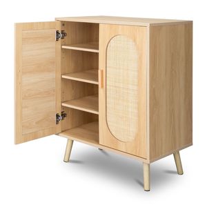 Zapatero de Ratán con Puertas Dobles y Estantes Ajustables para Sala de Estar, Dormitorio y Pasillo - Product Image 6