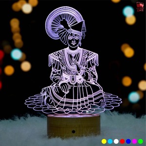 Lampe de nuit LED 3D Illusion Swaminarayan de qualité export, lumière décorative en acrylique pour salle de Pooja, temple domestique, chambre à coucher - Fournisseur en gros - Product Image 6