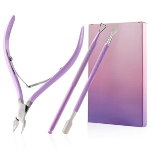 Kit de coupe-cuticules en acier inoxydable violet Harbor Industry avec repousse-cuticules pour ongles épais, ouverture large, durable - Product Image 1