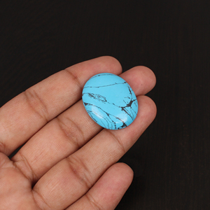 Pierre précieuse synthétique turquoise bleue Ishu Gems, cabochon de 23,5 carats, 29x24 mm, pierre non montée pour la fabrication de bijoux - Product Image 2