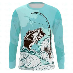 T-shirt à manches longues en tricot uni pour homme, avec logo sur le devant, séchage rapide, respirant, coton/bambou, pour la pêche, la randonnée, les activités de plein air - Product Image 4