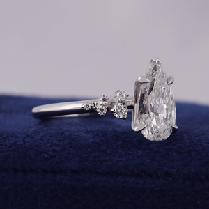 Women's Pear Cut Diamond Engagement Ring White Gold Prong Setting Classic Style - Product Image 3