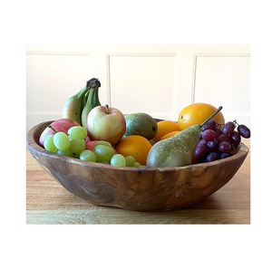 ชามผลไม้ไม้ทรงกลมลายไม้ธรรมชาติ ชามตกแต่งบ้าน ของตกแต่งโต๊ะ ชามใส่ผลไม้สำหรับครัว - Product Image 4