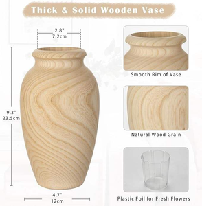 Jarrón de Madera de Paulownia Sólida, Ligero y Duradero, Diseño Escandinavo Moderno, para Exhibición de Flores Secas, Decoración Clásica para el Hogar, Año Nuevo - Product Image 4