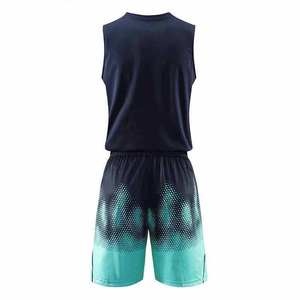 Conjunto de Uniforme de Baloncesto para Hombre, Sin Mangas, Cuello en V, Color Degradado, Absorbe la Humedad, Cintura Elástica, Impresión Sublimada, 100% Poliéster - Product Image 4