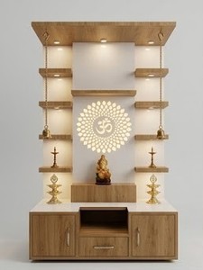 Modern Look Teak Wooden Temple Home Brown Look Modern Designer Handmade <b>Mandir</b> Customized Size Personalized Color India USA - Product Image 2