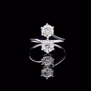 14K Gold Toi et Moi Diamond <b>Ring</b> Natural SI Stones Unique Open Band Couple <b>Ring</b> from <b>Indian</b> Manufacturer - Product Image 1