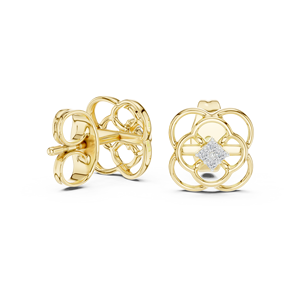 Juego de Aretes Clásicos con Diamantes Cultivados en Laboratorio, Oro Amarillo Sólido de 18 Quilates, Baño de Rodio, Corte Brillante, Certificados, para Compromiso, Boda, Fiesta - Product Image 1