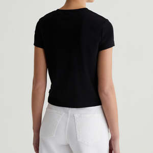 Camiseta Corta Personalizada para Mujer, Cuello Redondo, Estilo Vintage de los 90, Algodón y Elastano, Color Negro, Manga Corta, OEM - Product Image 2