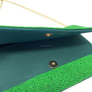 Pochette de soirée pliable à thème golf brodée de perles de rocaille vertes faites à la main avec fermeture magnétique pour femmes sacs à main décontractés - Product Image 5