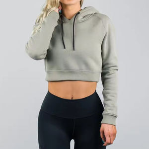 Ropa de Mujer, Tallas Grandes, Sudaderas Cortas con Capucha, Top Moderno, Antiencogimiento, Transpirable, Tops Cortos con Capucha para Mujer - Product Image 4