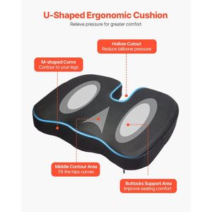 Memory Foam Seat Cushion with Removable Cover Soft Breathable Wheelchair Seat <b>Pad</b> for Pressure Relief <b>Chair</b> Cushion - Product Image 2