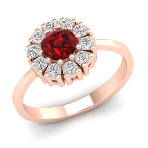 Bague en or massif 14 carats REYES faite à la main avec diamant certifié IGI pour femme, prix de gros, coupe ronde, pierre précieuse grenat 0,5 carat - Product Image 2