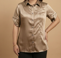 Chemise élégante classique en coton à boutons, manches courtes, pour le bureau, pour femmes, confortable et respirante, vêtements pour femmes