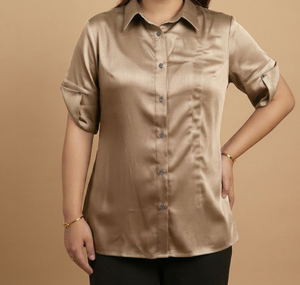 Elegant Classic <b>Shirt</b> Cotton <b>Button</b> <b>up</b> Half Sleeve Formal Office Wear <b>Shirt</b> For <b>Women</b> Comfortable Breathable <b>Women</b> Clothings - Product Image 3