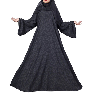Abaya modeste à manches ballon et effet froissé – Robe longue élégante de style turc pour la mode Génération Z - Product Image 2
