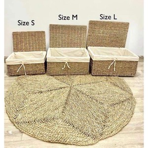 Handwoven Seagrass Rectangle Simple Design Multipurpose Multifunction Storage Basket Handle Eco-Friendly Organizing <b>Solution</b> for - Product Image 2