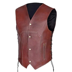 Top Seller Best Western Cowboy Leather Windproof High Quality High Street Men's <b>Vest</b> & Waistcoat From Pakistan - Product Image 1