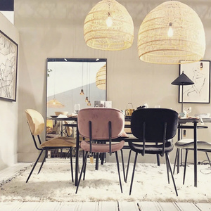 Decorative cone-shaped rattan pendant <b>lights</b>, chandeliers for living rooms and restaurants, natural round shapes. - Product Image 4