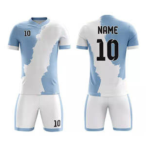 เสื้อฟุตบอลแบบกำหนดเอง เสื้อฟุตบอลพิมพ์ลายด้วยความร้อน ชุดทีมแบบสั้น โพลีเอสเตอร์ 100% น้ำหนักเบา แห้งเร็ว - Product Image 1