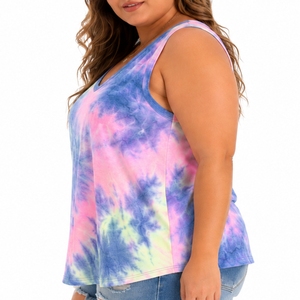 Custom <b>Women</b> Plus Size Knitted Print Tank <b>Top</b> Sleeveless Tie Dye Casual Summer Cotton Fitness Breathable <b>Top</b> for <b>Women</b> - Product Image 4