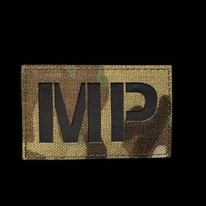 MP Tactical <b>Patch</b> Rectangle Woven Fabric Embroidered Dual Sided <b>Sew</b> <b>On</b> Camouflage and Black - Product Image 4