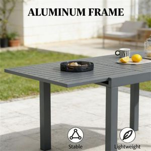 Mesa de Comedor Gris para Terraza, Mesa de Exterior para Jardín - Product Image 2