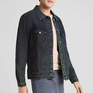 Veste en jean noire OEM/ODM imprimée délavée à l'acide, simple boutonnage, manches longues, pour homme, idéale pour la saison automne - Product Image 6