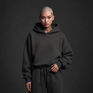 Hoodies en coton personnalisés 400 g/m² en molleton bouclette coupe ample avec ourlet côtelé pour les labels de vêtements streetwear - Product Image 3