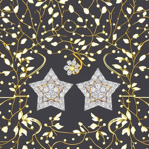 Boucles d'oreilles créoles tendance et uniques pour femme, en or massif 10K rhodié, avec grand pendentif étoile personnalisé serti de diamants SHRAMAN et de diamants de laboratoire - Product Image 6