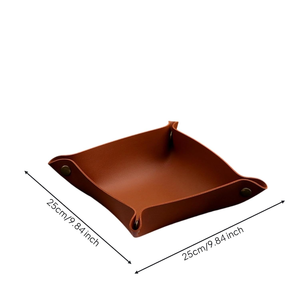 Bandeja Organizadora Cuadrada de Cuero Marrón, Plegable, para Llaves, Monedas, Joyas, Teléfono, Almacenamiento de Escritorio - Product Image 3