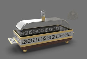 Cloche à gâteau carrée en acier inoxydable et verre, support en bois, présentoir à dessert écologique pour boulangerie - Product Image 4