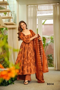 Designer 3 Pieces Beautiful Digital Printed Full Flair <b>Kurti</b> With Bottom And Dupatta Collection - Product Image 4