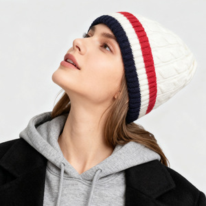 New Winter Breathable Ribbed Knit <b>Beanie</b> with Classic 3-Color Panel Fleece-<b>Lined</b> Thickened Insulated Unisex Hat - Product Image 4